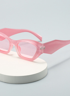 跨境欧美太阳镜闪粉色墨镜不规则时尚网红街拍太阳眼镜sunglasses