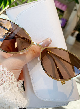 欧美大牌时尚个性猫眼墨镜女士金属太阳镜防紫外线sunglasses新款
