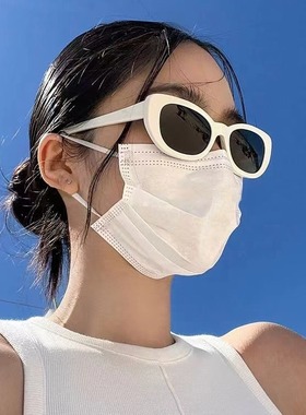 白色框墨镜女款高级感小脸小框复古2024新款太阳眼镜方圆脸uv400