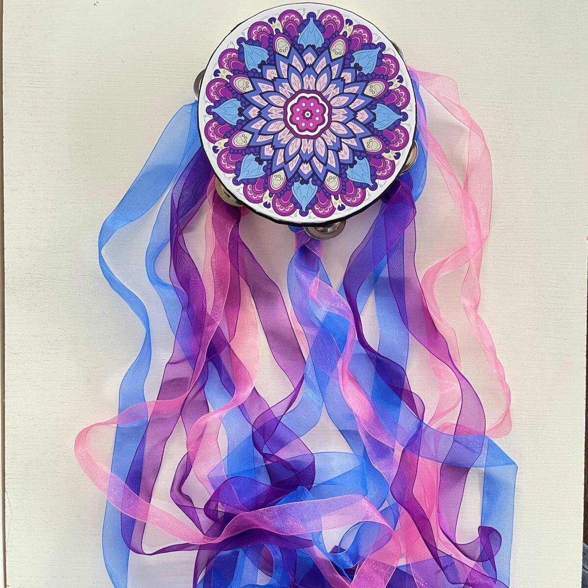 敦煌飞天手鼓新疆维吾尔族铃鼓上铃鼓异域飘带鼓道具唐鼓舞蹈乐器