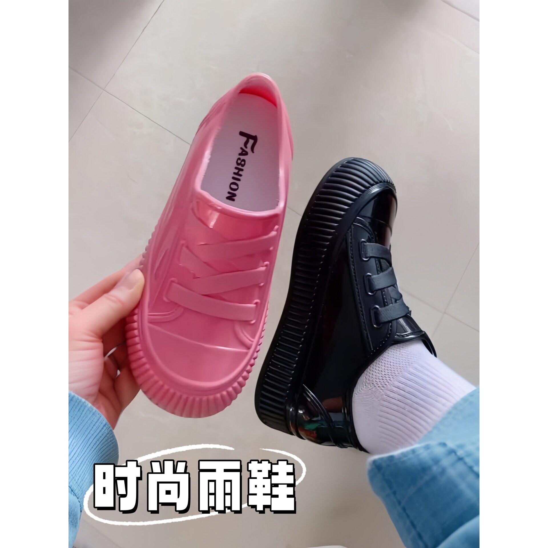 雨鞋女时尚款外穿防滑厚底不累脚胶鞋户外耐磨高颜值成人低帮雨靴