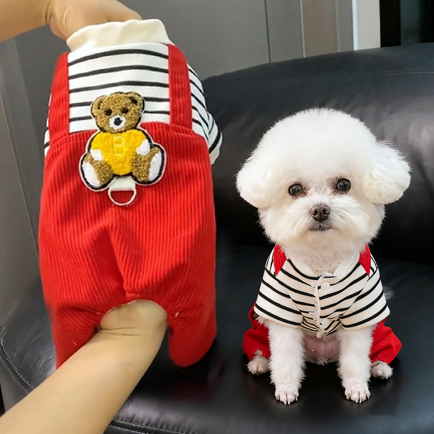 狗狗衣服宠物服装小型犬比熊博美秋冬保暖加厚灯芯绒四腿冬装棉衣