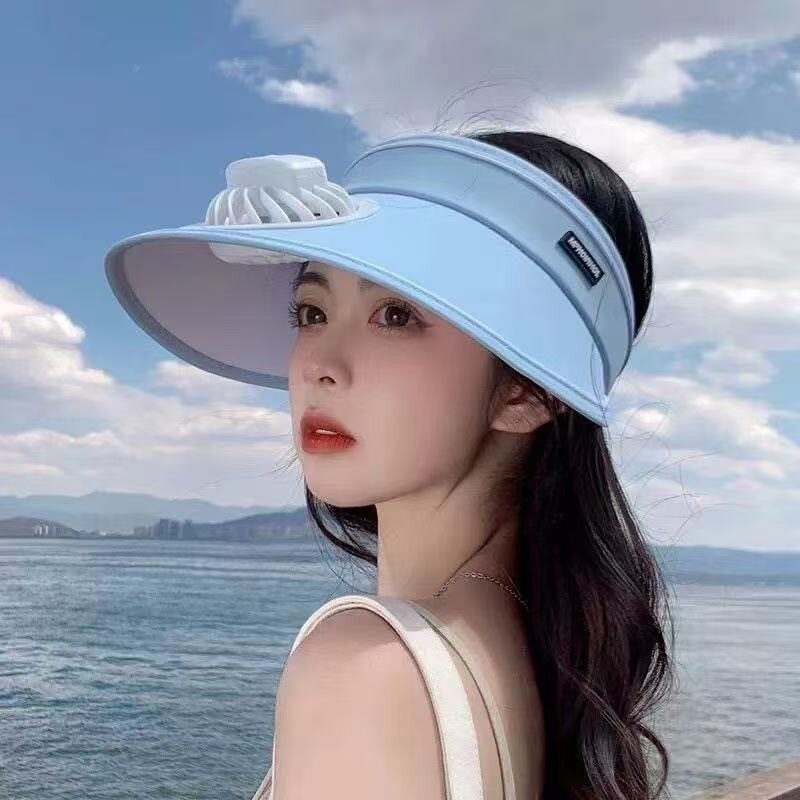 夏季成人大帽檐出游太阳能+USB充电两用风扇帽子防晒遮阳帽防紫外