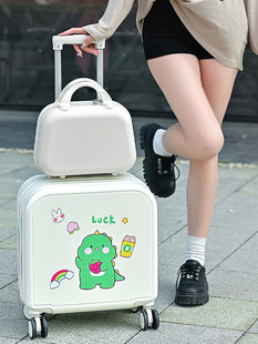 儿童行李箱女孩10岁飞机可带登机登机箱18寸超轻女童子母款 拉杆箱