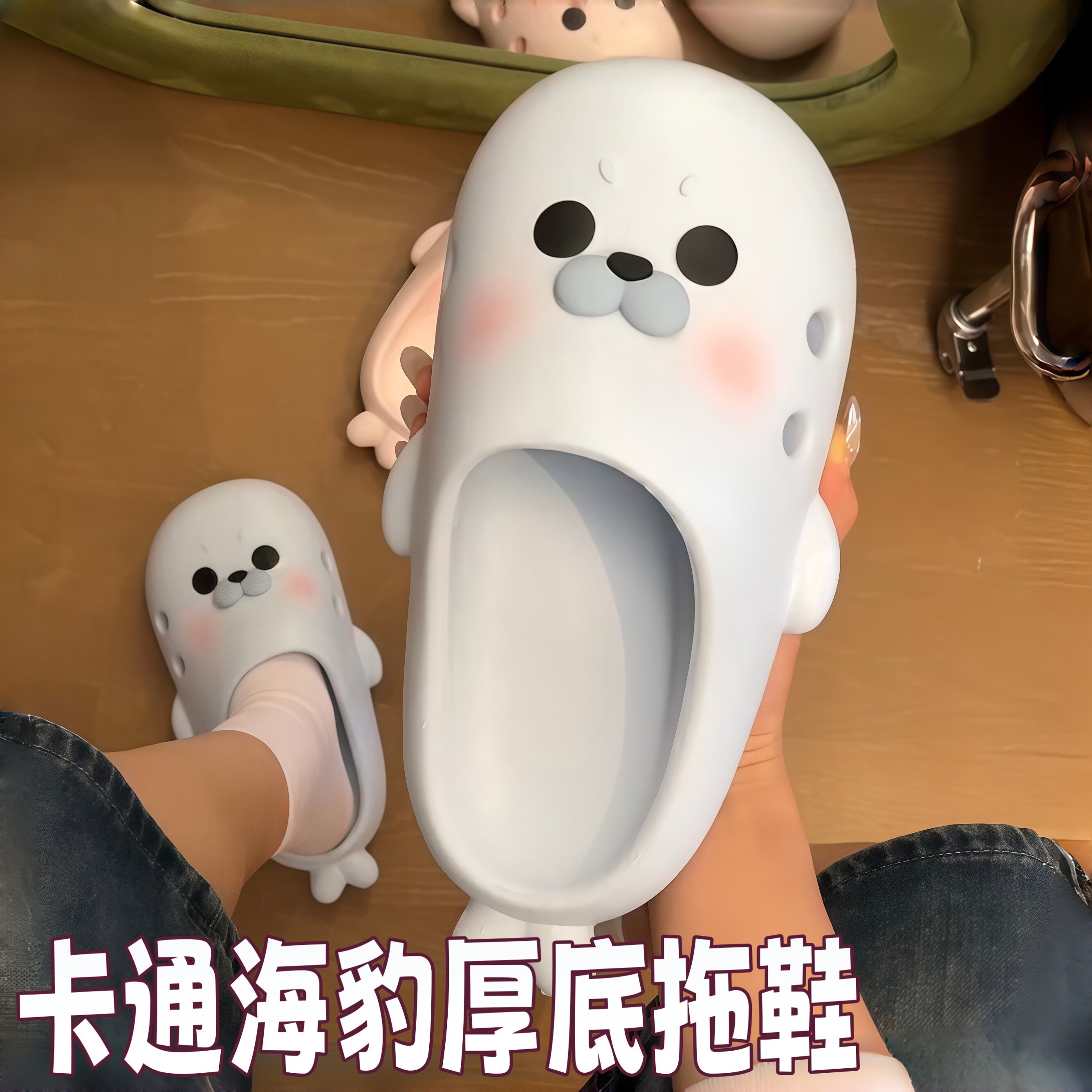 卡通厚底洞洞鞋足弓支撑防滑