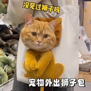可爱狮子猫外出露头单肩包