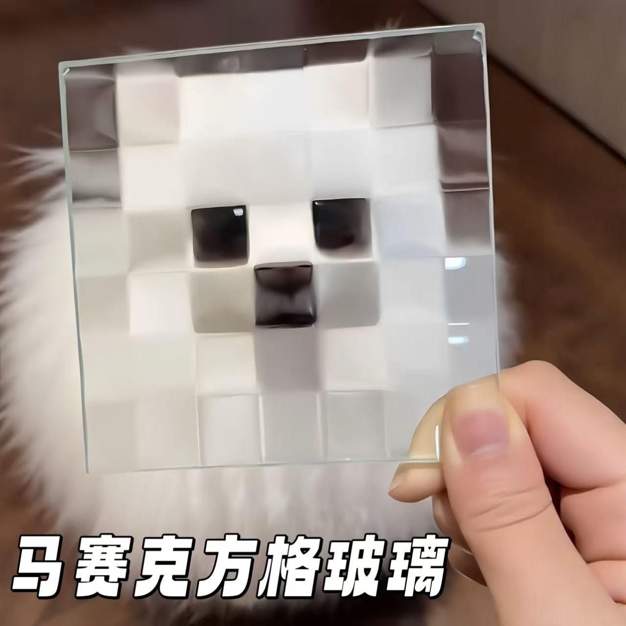 马赛克方格玻璃搞怪创意宠物水晶拍照摄影摄像道具逗猫神器送女友