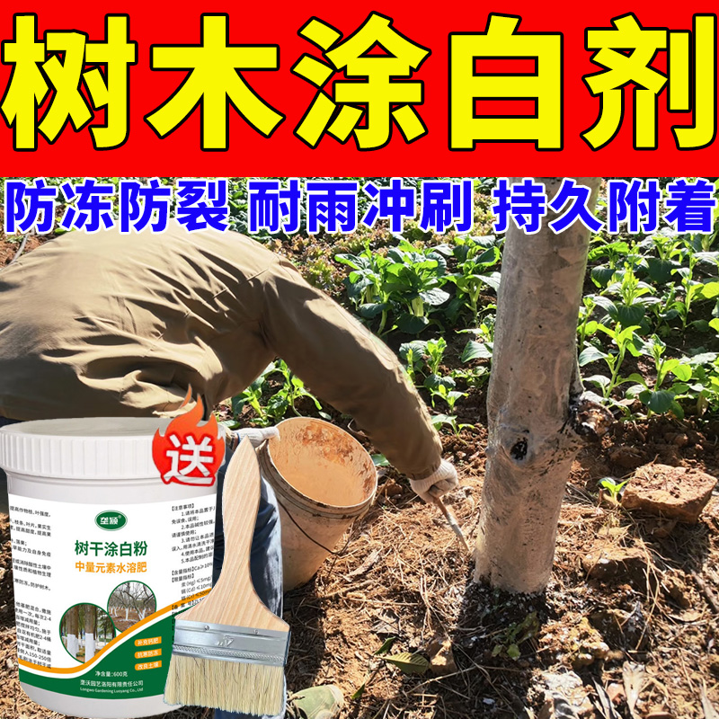 大树涂白剂果树树干防虫剂防冻防寒防晒不掉粉树木涂白粉剂可喷涂
