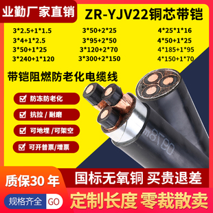 YJV22国标纯铜芯带铠装 电缆3 120平方工程电线