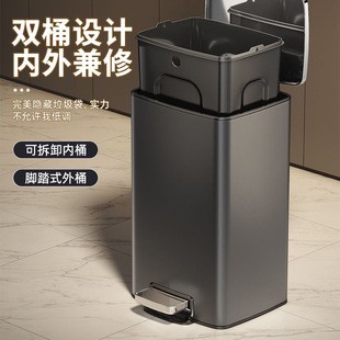 不锈钢厨房垃圾桶家用客厅脚踏式卫生间厕所脚踩带盖大号容量桶