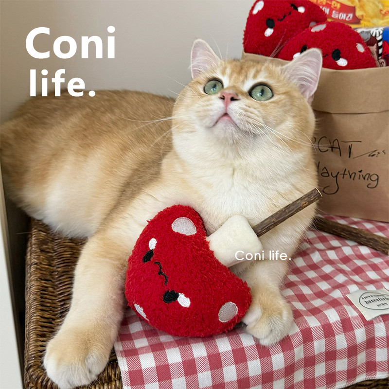 Coni life红蘑菇猫玩具木天蓼可替换磨牙猫咪用品自嗨解闷逗猫棒