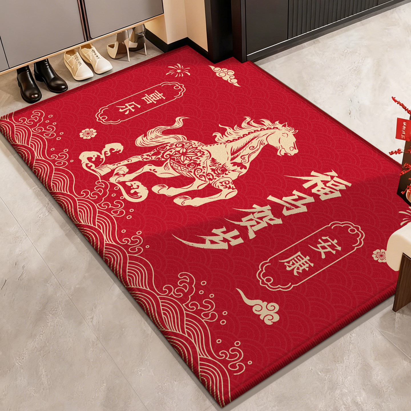 2026新款轻奢高级玄关脚踏垫红色入户门地垫入户门垫进门门口地毯,居家布艺,入户地垫,淘宝优惠券,粉丝福利购,淘宝优惠卷