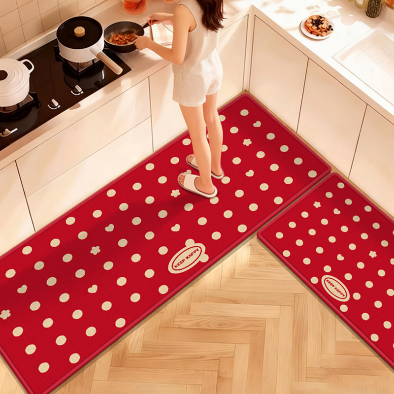 红色厨房防滑地垫家用脚垫防油