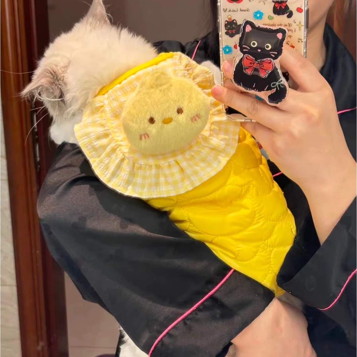 猫咪衣服软萌可爱小鸭宠物衣服狗狗冬装比熊猫咪夹棉保暖马甲背心