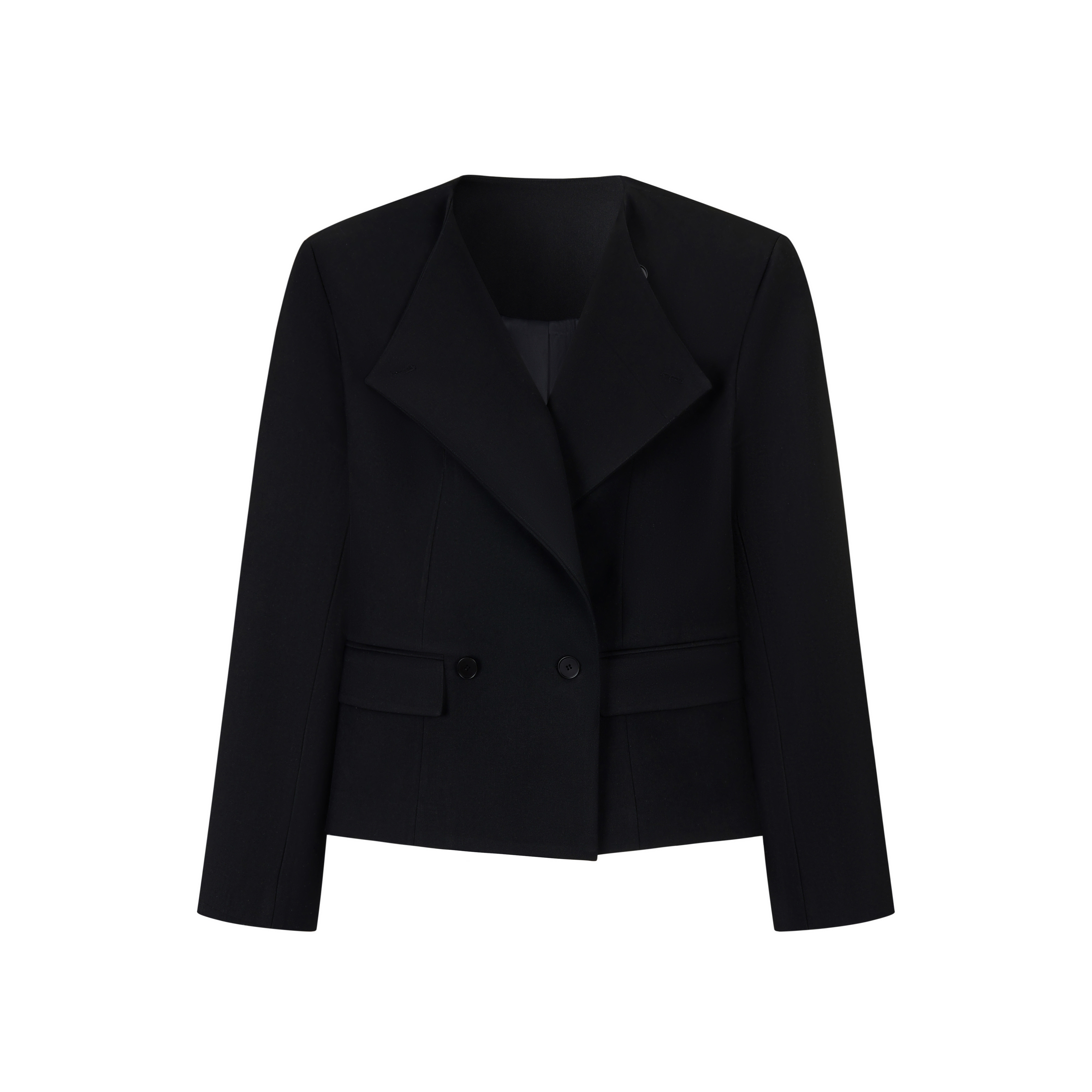 Dzic98无领纽扣短款西装外套