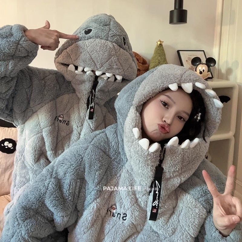 秋冬女三层夹棉加绒保暖家居服