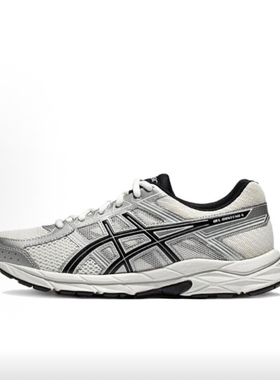 ASICS Gel-Contend 4 合成革透气 低帮 休闲跑步鞋 男款 白银色