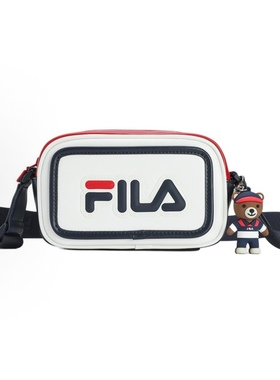 FILA斐乐 ORIGINALE 时尚休闲 氨纶 单肩斜挎包 女款 白色拼红色