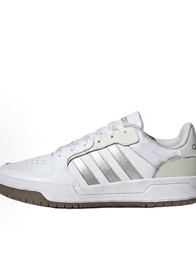 adidas 合成革牛剖层革 ENTRAP 低帮 生活休闲鞋 男女同款 白银色