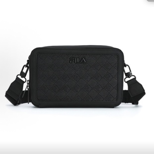 男款 FILA斐乐 简约商务单肩斜挎包 潮流时尚 正黑色 黑武士BOX