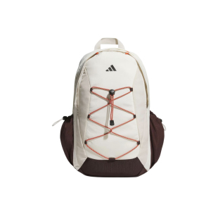 adidas 运动休闲拉链开合双肩包常规通用 汉玉白拼矾土棕拼暗灰棕