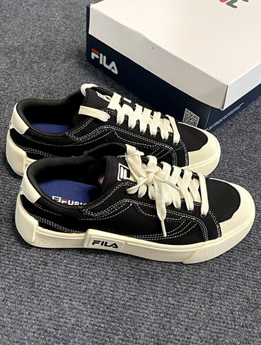 FILA FUSION斐乐潮牌 POP 帆布 时尚舒适 低帮 板鞋 男款 黑色