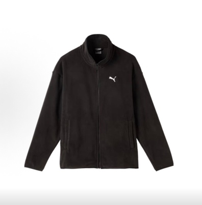 PUMA彪马 休闲摇粒绒拉链舒适绒感外套 男款 黑色