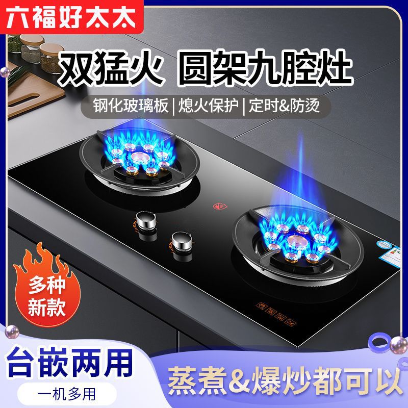 家用猛火瓦斯炉双口六福