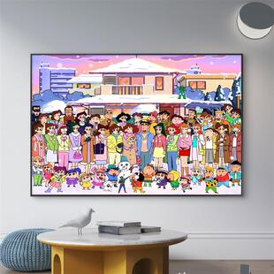 蜡笔小新全家福DIY数字油画填色八代高级网红解压丙烯手工装饰画