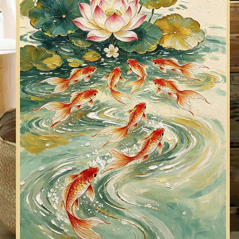 新款中式锦鲤5D满钻钻石画