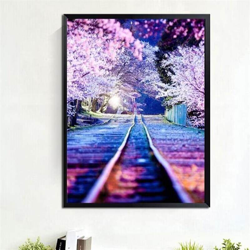 满钻樱花小路钻石画高品质