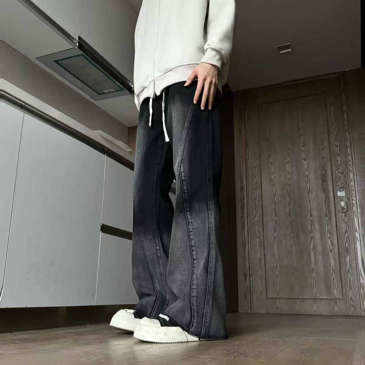 SC春秋美式水洗做旧高街修身百搭休闲渐变微喇牛仔裤ASH-60090