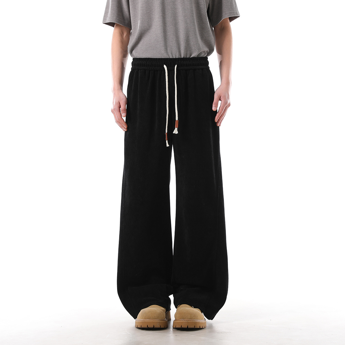 SC冬季雪尼尔加厚裤子男款百搭宽松直筒加绒卫裤休闲裤ASD-9238