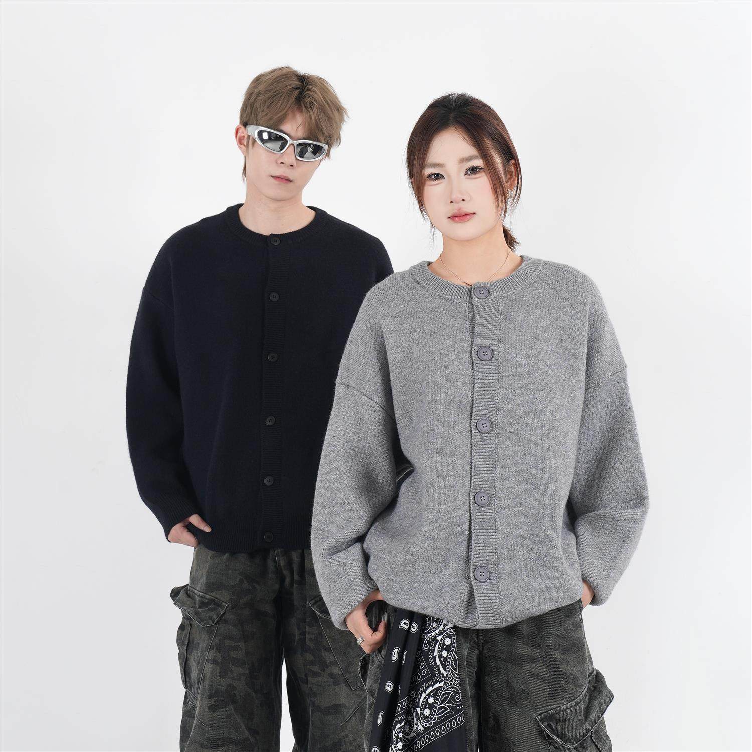 SC毛衣男款2025新款韩系针织衫慵懒百搭纽扣开衫毛衣外套GK-3315