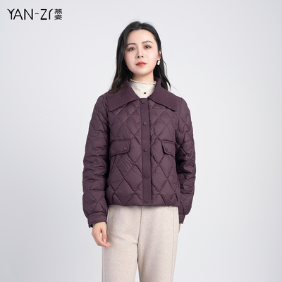 针织大翻领90绒保暖百搭羽绒服