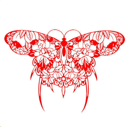 中国风蔚县彩色手工剪纸窗花 春节年画非遗工艺人物蝴蝶系列剪纸