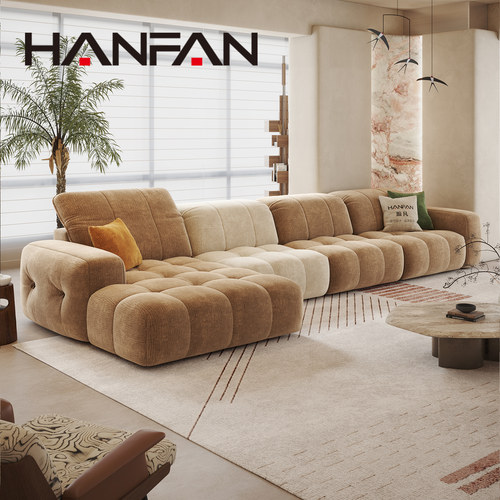 中古奶油风可拆洗防猫抓布艺沙发