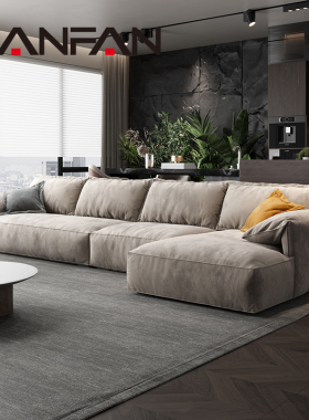 现代简约可拆洗布套防猫抓麂皮磨砂绒布艺沙发客厅大小户型贵妃