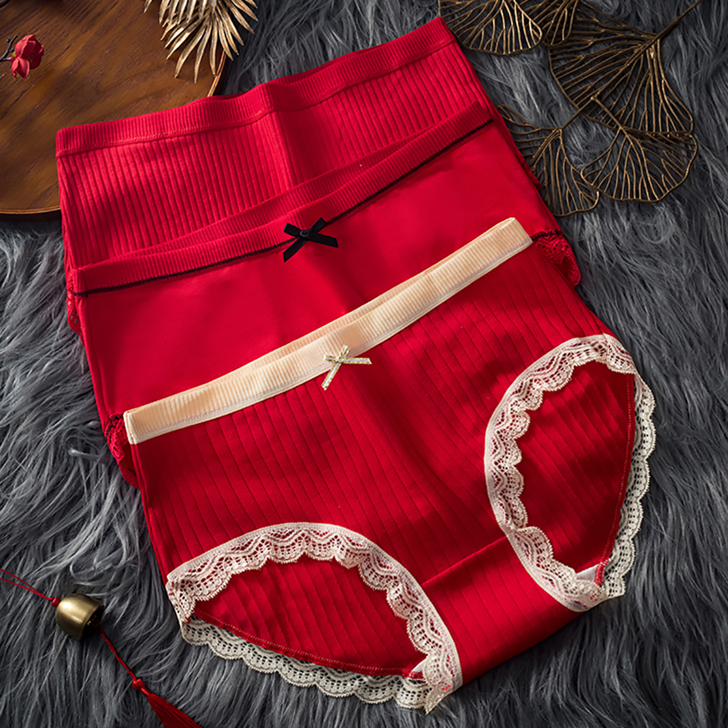 【独特6条】红色纯棉内裤女新款