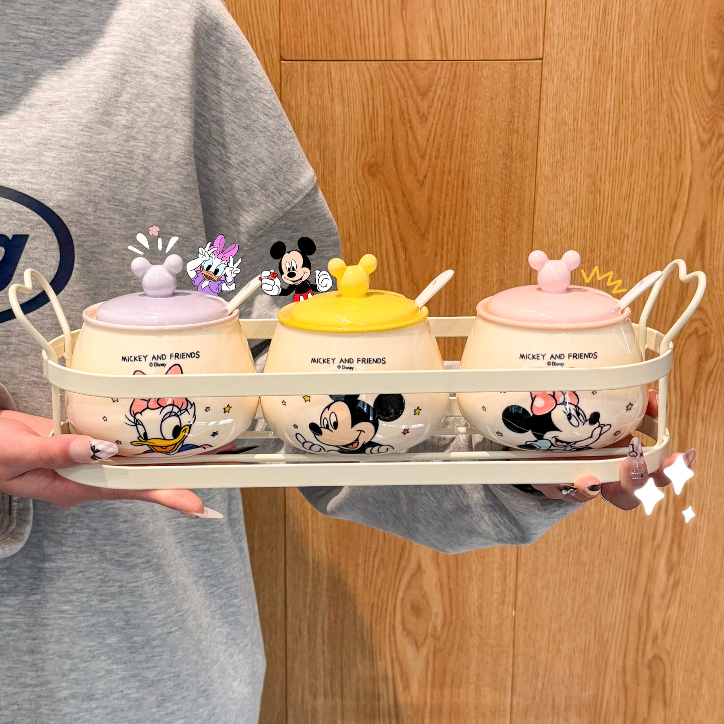 迪士尼联名调料罐套装家用陶瓷调料盒味精厨房收纳盒高颜值调味罐,厨房/烹饪用具,调味瓶罐/调料研磨器,淘宝优惠券,粉丝福利购,淘宝优惠卷