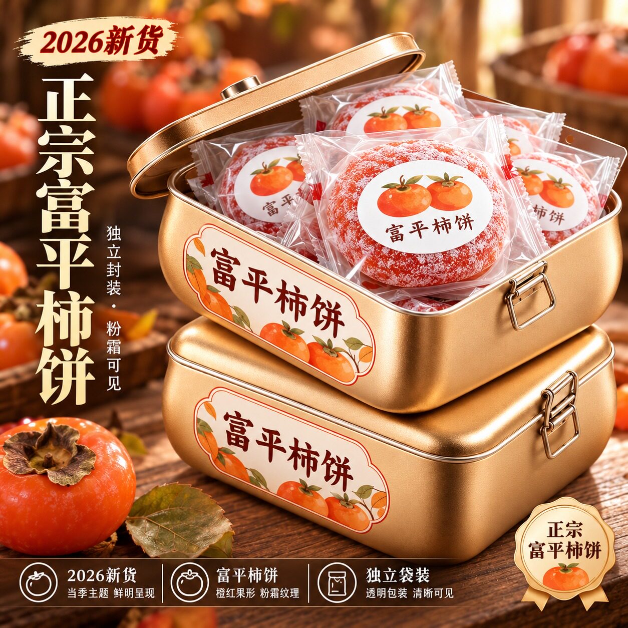 2026新货柿饼陕西富平官方旗舰店特级老式流心吊柿饼农家10斤霜降