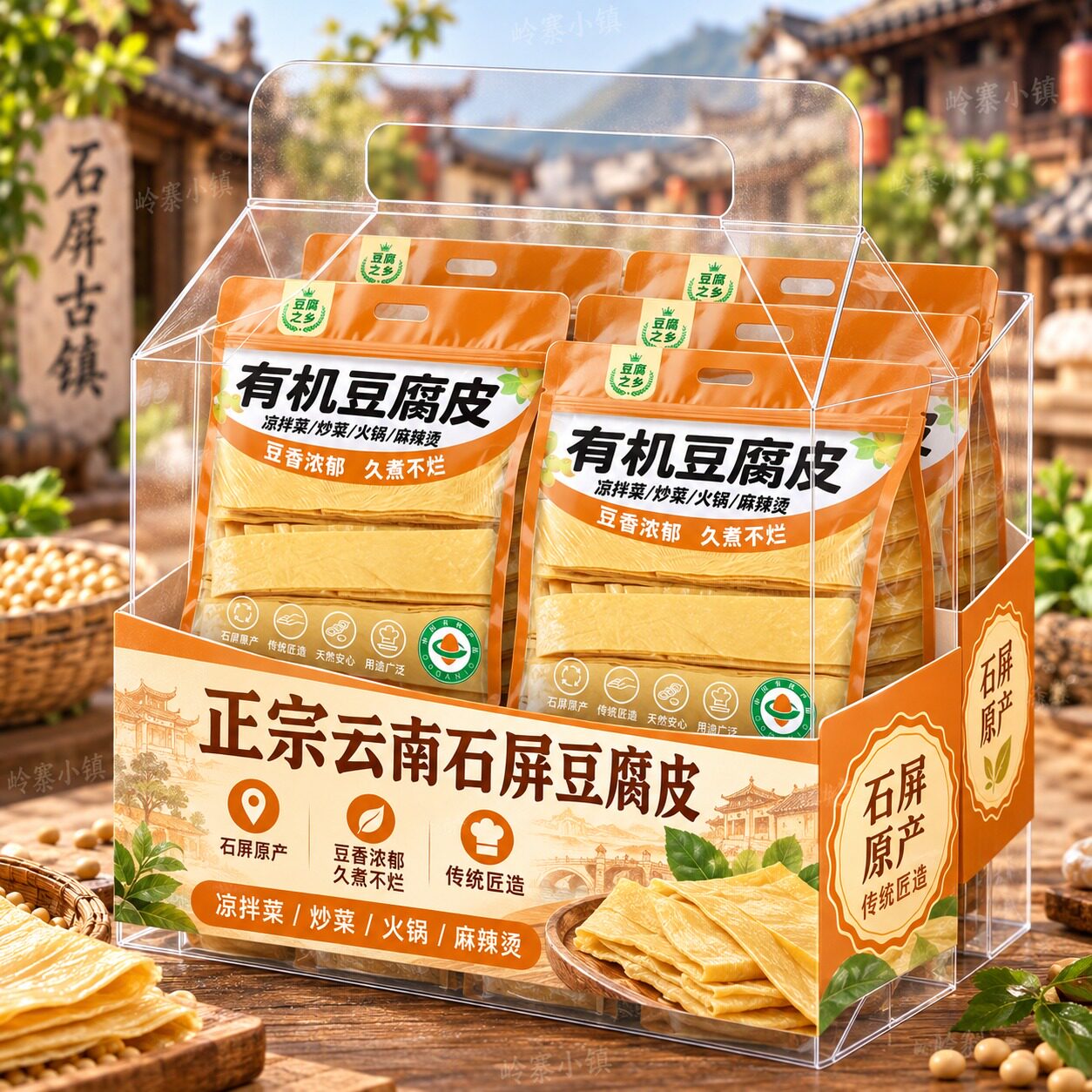 云南石屏头层有机豆腐皮火锅凉拌老味道腐竹手工薄豆皮官方旗舰店
