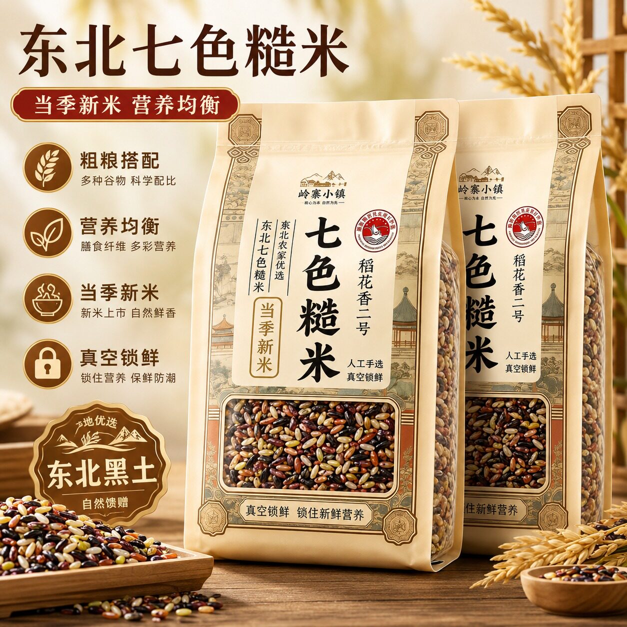 东北五常七色糙米官方旗舰店无糖友人五谷杂粮主食有机米健身低脂图片