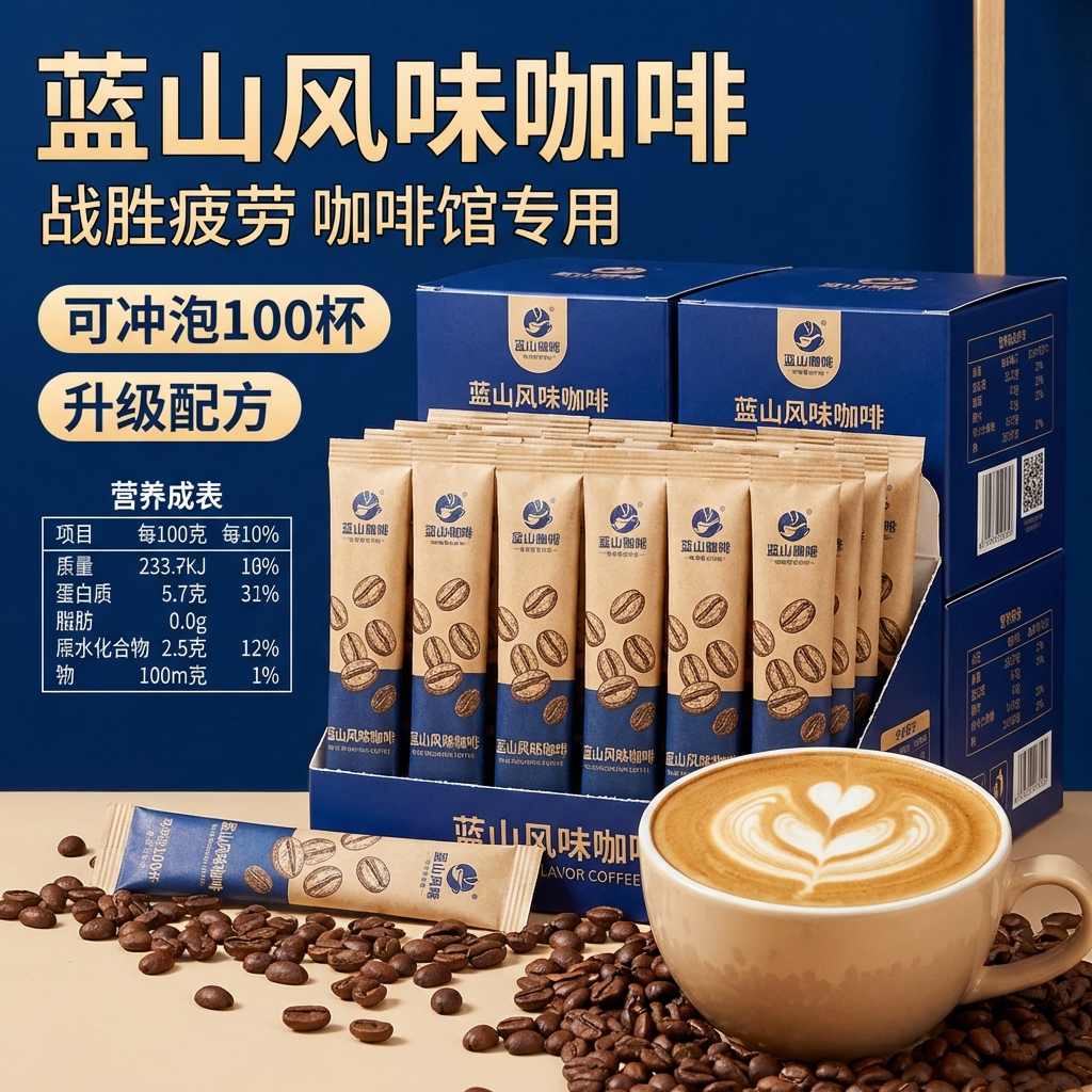 央妈推荐！云南蓝山咖啡官方旗舰店卡布奇特浓速溶咖啡三合一年货