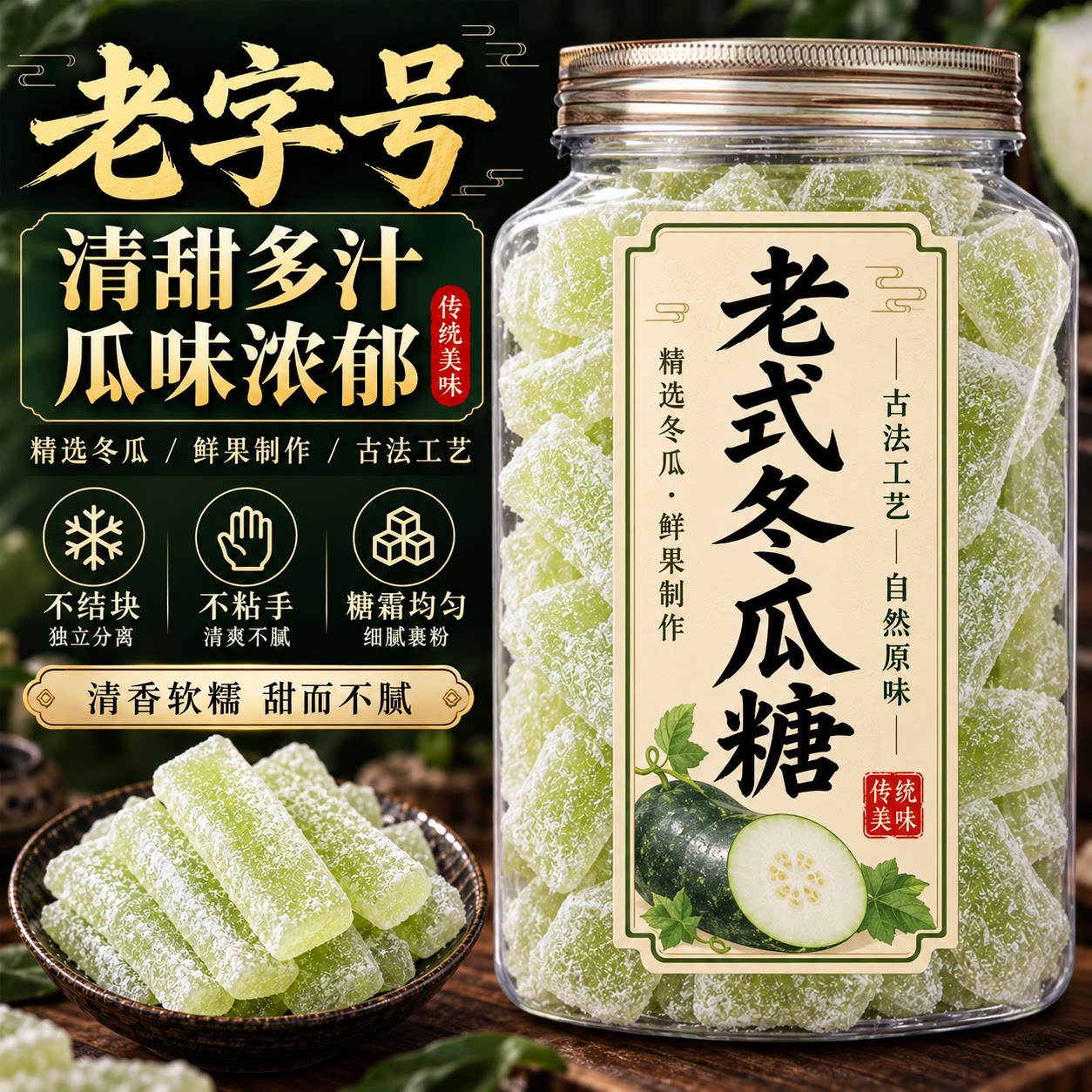 正宗老式冬瓜糖官方旗舰店冬瓜条传统休闲怀旧零食年货蜜饯水果干
