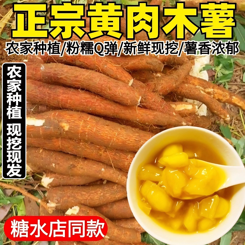 广西黄心木薯农家当季新鲜现挖黄肉面包木署板栗红薯糖水店同款