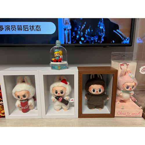 labubu拉布布心动马卡龙坐坐派对可口可乐盲盒场景展示盒收纳相框