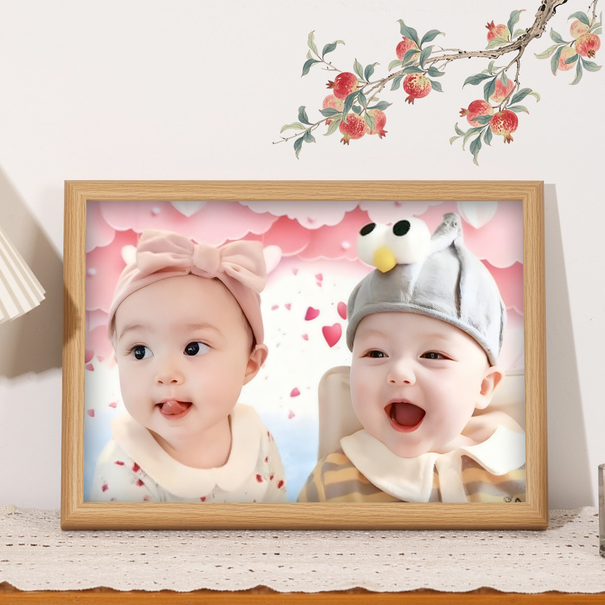 年画娃娃送子图龙凤胎送子图福娃宝宝画求子送子挂画助孕相框摆件