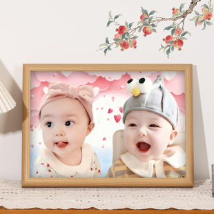 年画娃娃送子图龙凤胎送子图福娃宝宝画求子送子挂画助孕相框摆件