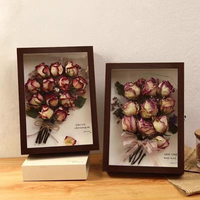 干花相框材料制作收纳手工diy永生花展示盒立体摆件玫瑰标本画